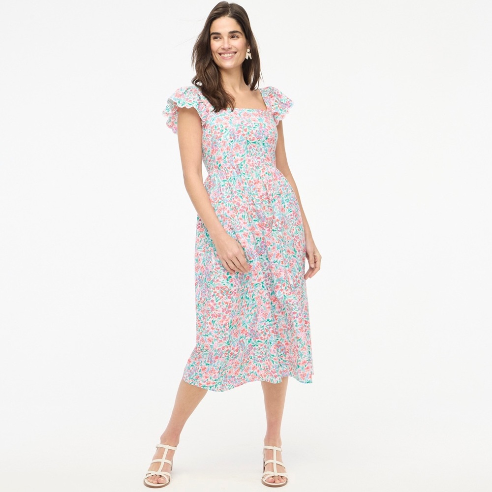 J. Crew Ruffle-sleeve Midi Dress in Bright Spearamint - Picture 2 of 13